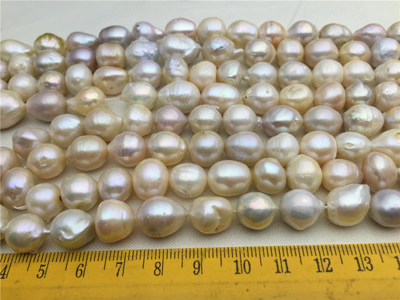 MoniPearl Baroque Pearl,Flameball ivory pearl,10-12mm,Very cheap, pearl necklace,Rare pearl,Kasumi like Nucleated Freshwater Pearls-Golden pink Color
