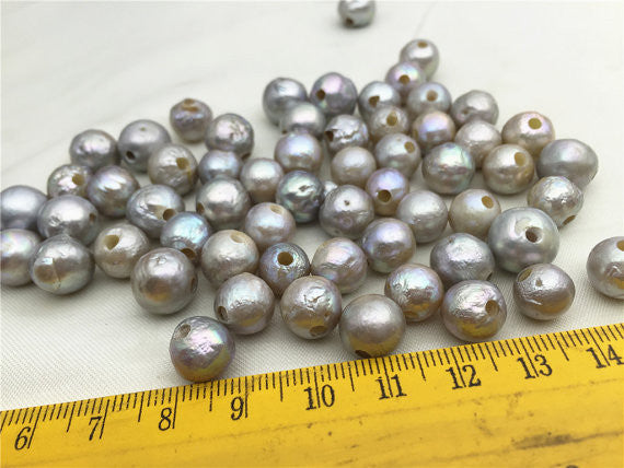 MoniPearl 10pcs loose pearl, near round pearl ,Edison Pearl ,Gray pearl, White pearl ,cultivated pearls,keshi pearl,round pearl