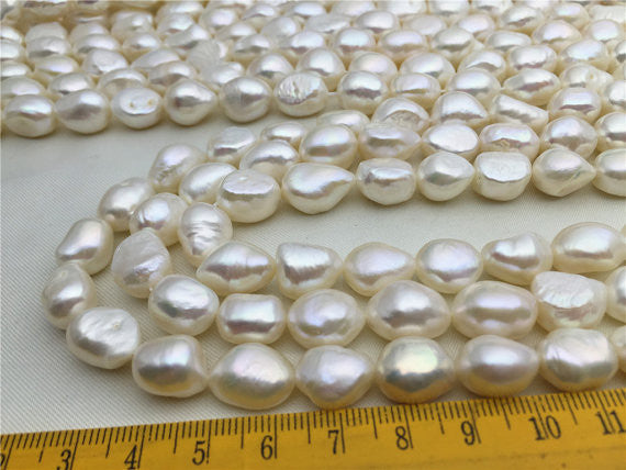 MoniPearl Baroque Pearl, big baroque pearls-10-11mm-16 inch strand-Metallic Iris white, around 30pcs,rice pearl,loose pearl beads,irregular pearl,LM10-2A-2