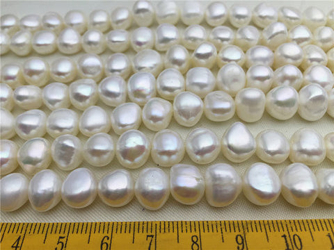 MoniPearl Baroque Pearl,8-9mmX9-10mm baroque pearls-39cm strand-Metallic Iris white, around 46pcs,rice pearl,loose pearl beads,DIY,high luster