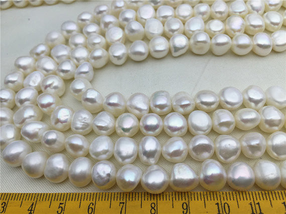 MoniPearl Baroque Pearl,8-9mmX9-10mm baroque pearls-39cm strand-Metallic Iris white, around 46pcs,rice pearl,loose pearl beads,DIY,high luster