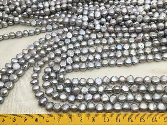 MoniPearl Baroque Pearl,50% OFF,8-9mmx9-10mm,gray pearl,full strand,around 43pcs,rice pearl,loose pearl beads,DIY,high luster,china,chinese,cheap,LM9-A-1