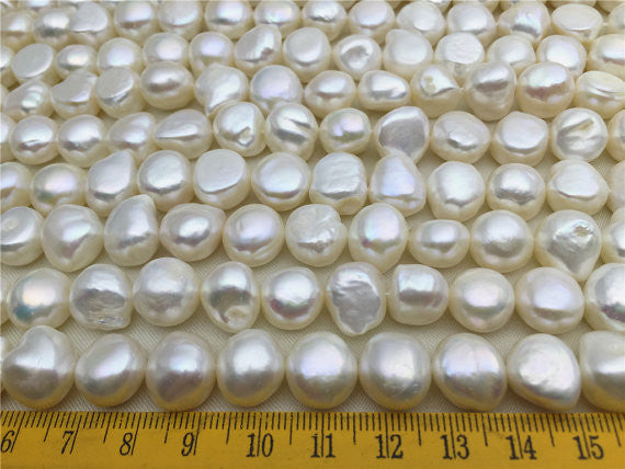 MoniPearl Baroque Pearl,flat baroque pearls,12mm,full strand,white pearl,Metallic Iris gray, around 36pcs,baroque pearl,loose pearl beads,DIY,wholesale,LM12-2A-2