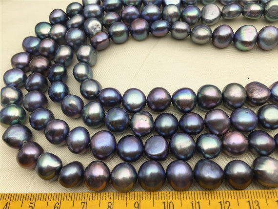 MoniPearl Baroque Pearl,good quality,10-11mmx11-12mm,baroque pearls,full strand,gray pearl,blue pearl,around 36pcs,loose pearl beads,high luster,LM11-3A-1