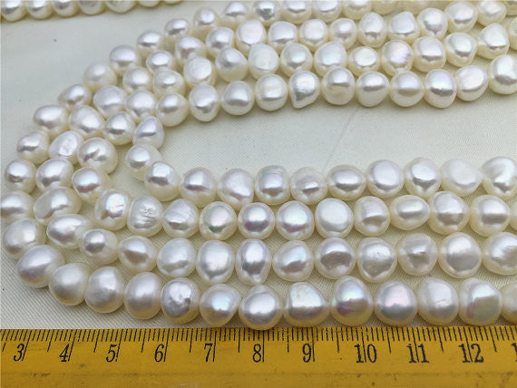 MoniPearl Baroque Pearl,8-9mmx9-10mm,baroque pearls,full strand,white pearl,blue pearl,around 44pcs,rice pearl,loose pearl beads,high luster,LM10-2A-1