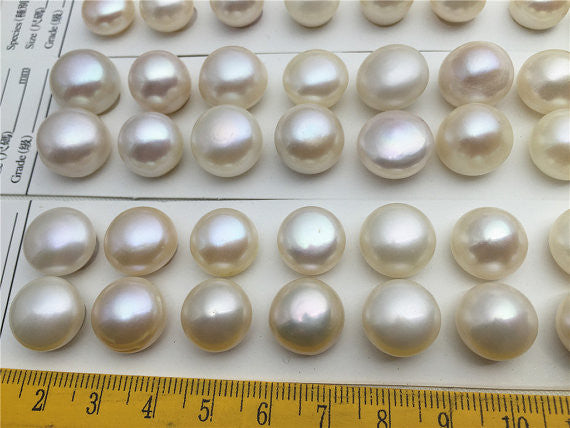 MoniPearl NEW!! VERY VERY big button pearl pairs,12-16mm, ivory white,stud earring material,cheap pearl jewelry,pearl pairs,wholesale