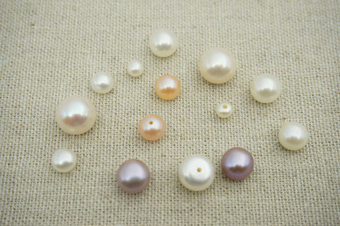MoniPearl loose button pearl pairs,1 pair,select size,wholesale,freshwater pearl button bead for handmade jewelry,stud earring,pearl stud material