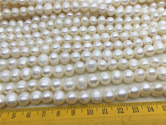 MoniPearl 8.5-9.5mmx9-10mm,White Potato Pearl Large Hole Pearl Strand,Loose Freshwater Pearls Wholesale,CR9-2A-1
