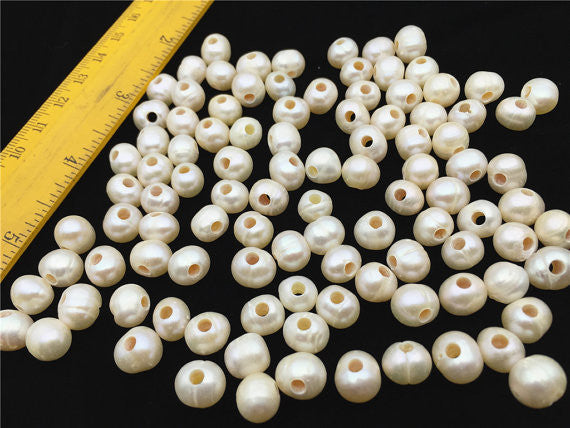 MoniPearl 8.5-9.5mm 45pcs,Potato Pearl Large Hole Pearl Strand,Loose Freshwater Pearls Wholesale CR9-2A-1