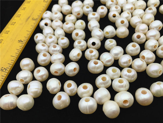 MoniPearl 8.5-9.5mm 45pcs,Potato Pearl Large Hole Pearl Strand,Loose Freshwater Pearls Wholesale CR9-2A-1