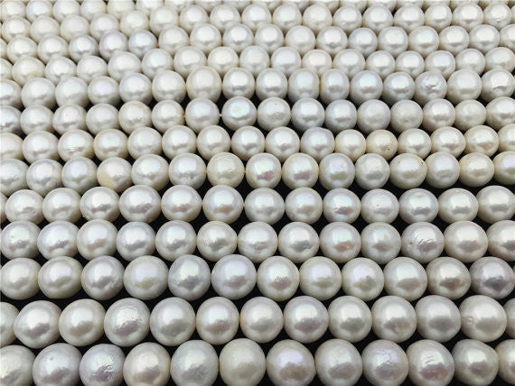 MoniPearl Round Pearl,10-11.5 round white Kasumi like Pearl,high luster,large hole,2mm,2.5mm,round pearl,Kasumi like Nucleated Freshwater Pearls-white Color,HZ-72