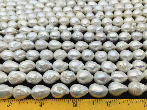MoniPearl Baroque Pearl,10-11mmx12-14mm,pink Kasumi like Pearl,high luster,large hole,2mm,2.5mm,Kasumi like Nucleated Freshwater Pearls-white Color,HZ-10
