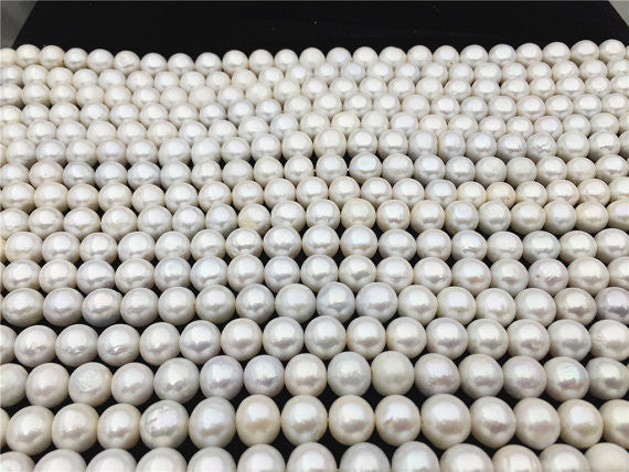 MoniPearl Round Pearl,10-11.5 round white Kasumi like Pearl,high luster,large hole,2mm,2.5mm,round pearl,Kasumi like Nucleated Freshwater Pearls-white Color,HZ-72