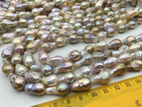 MoniPearl Baroque Pearl,10-12mmx16-19mm,white flameball,firebal,approx 18pcs,full strand loose pearl, China kasumi pearl,wholesale price,HZ-11-1