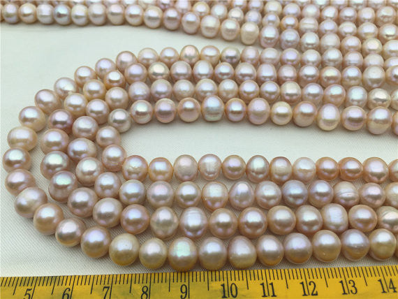 MoniPearl 8-9mmx8.5-9.5mm pink lavender Potato Pearl Large Hole Pearl Strand,Loose Freshwater Pearls Wholesale,CR9-2A-2