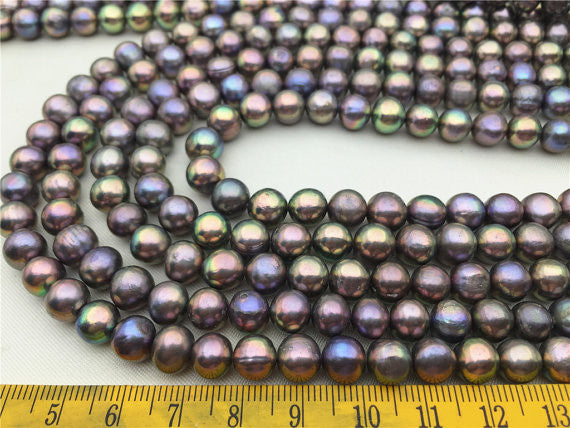 MoniPearl 7.5-8.5mmx8-9mm Metallic Cultured 6-7mmx7-8mm Potato Pearl Large Hole Pearl Strand,Loose Freshwater Pearls CR8-2A-20