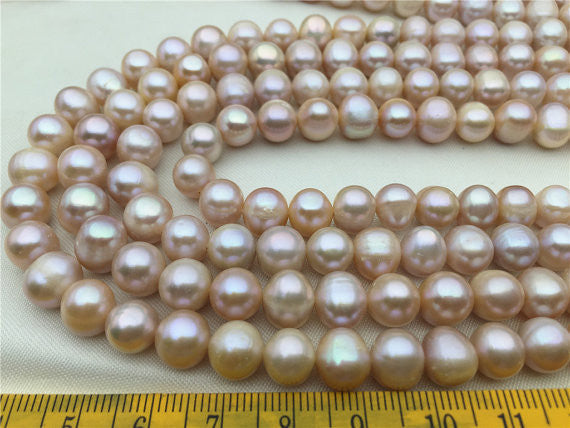 MoniPearl 8-9mmx8.5-9.5mm pink lavender Potato Pearl Large Hole Pearl Strand,Loose Freshwater Pearls Wholesale,CR9-2A-2