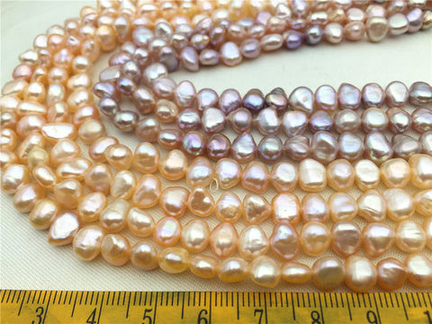 MoniPearl Baroque Pearl,6-7mmx7-8mm,lavender baroque pearls,full strand,pink pearl,wholesale,around 70pcs,rice pearl,loose pearl beads,high luster,LM7-A-1