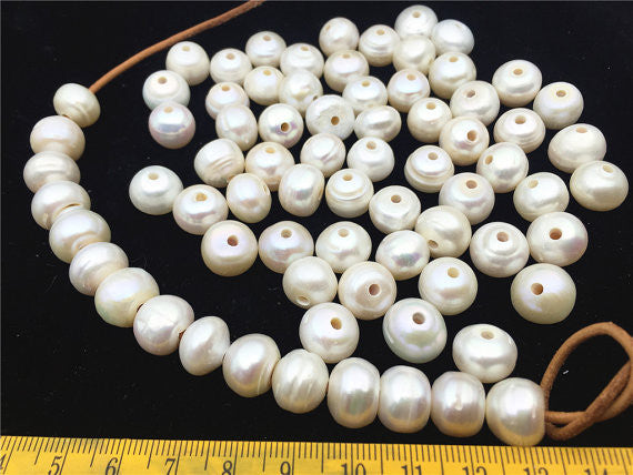 MoniPearl 11.5-12.5mm,Big Button Pearl,10 pcs,large hole,2.0mm,3mm large hole freshwater pearls,potato pearl,loose freshwater pearl,one full strand,SM-18