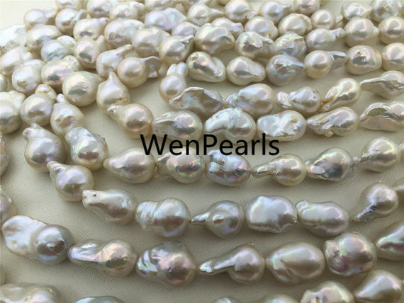 MoniPearl Baroque Pearl,half strand,15% OFF,High Luster, white flameball pearl,fireball,full strand loose pearl,China kasumi pearl,wholesale price,HZ-1