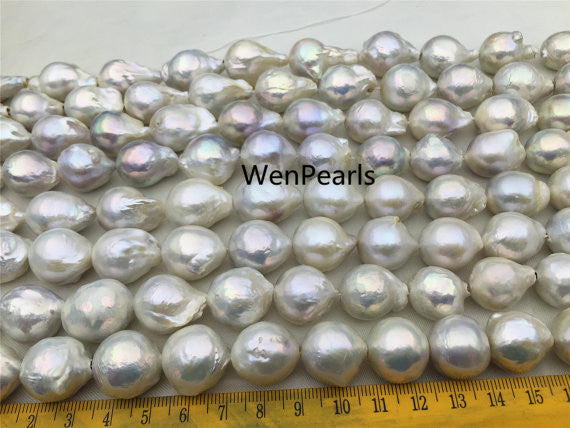 MoniPearl Baroque Pearl,14-17mmx16-19mm,VERY BIG more round Baroque Pearl,full strand loose pearl,keshi pearl,Genuine Fresh Water Pearl,HZ-4