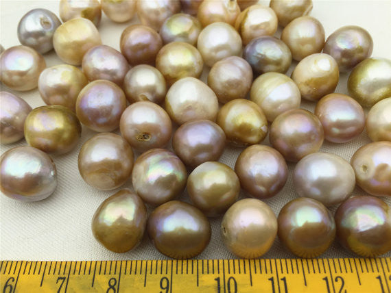 MoniPearl dark golden color,11.5-12.5mm,Potato Pearl Large Hole Pearl Strand,Loose Freshwater Pearls Wholesale,34pieces,CR1-6
