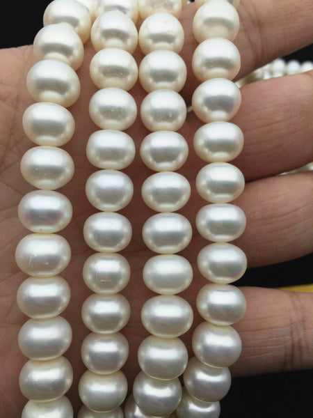 MoniPearl 9.5-10mm,near round button pearl strand,1.5mm,2.2mm,2.5mm,3mm large hole freshwater pearls, loose freshwater pearl,button pearl,SM10-3A-1