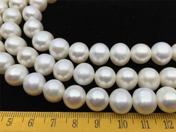 MoniPearl 3A,10.5-11.5mmx11-12mm,Very High Luster Potato Pearl Large Hole Pearl Strand,Loose Freshwater Pearls CR11-3A-1