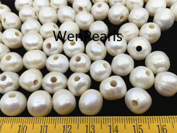 MoniPearl 11.5-12.5mm Big Potato Pearl Beads Cultured Potato Pearl Large Hole Pearl,Loose Freshwater Pearls CR12-2A-3