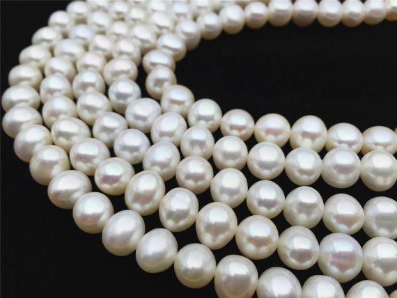 MoniPearl 3A,8.5-9.5mmx9-10mm,Very High Luster,Potato Pearl Large Hole Pearl Strand,Loose Freshwater Pearls CR9-3A-1
