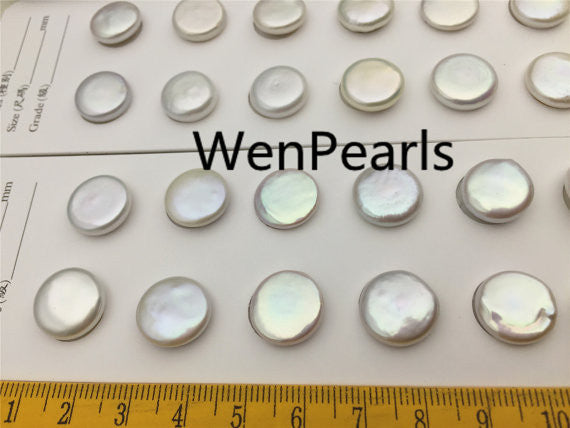 MoniPearl Special Pearl,2 pcs,GOOD QUALITY,12-13mm,White Coin Pearl pair,large hole size,one pair,pearl very good,high luster- Coin Pearl-petite Pearl- Pearl Jewelry,L2