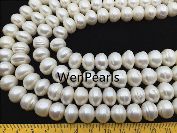 MoniPearl 11-14mm,Large button pearl strand,0.9mm,1.5mm,2.2mm,3mm large hole freshwater pearls,loose freshwater pearl, 38pieces,button pearl,SM13-2A-1,Button Pearl