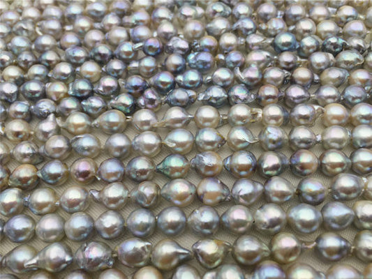 MoniPearl Tahitian Pearls,half strand,20% OFF,6.5-7mm,natural grey color akoya pearl,akoya flameball pearl,near round akoya pearl,made in japan,cultured pearl beads,Salt sea