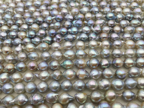 MoniPearl Tahitian Pearls,half strand,20% OFF,6.5-7mm,natural grey color akoya pearl,akoya flameball pearl,near round akoya pearl,made in japan,cultured pearl beads,Salt sea