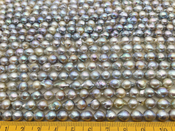 MoniPearl Tahitian Pearls,half strand,20% OFF,6.5-7mm,natural grey color akoya pearl,akoya flameball pearl,near round akoya pearl,made in japan,cultured pearl beads,Salt sea