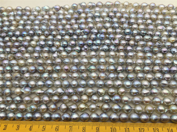 MoniPearl Tahitian Pearls,half strand,20% OFF,6.5-7mm,natural grey color akoya pearl,akoya flameball pearl,near round akoya pearl,made in japan,cultured pearl beads,Salt sea