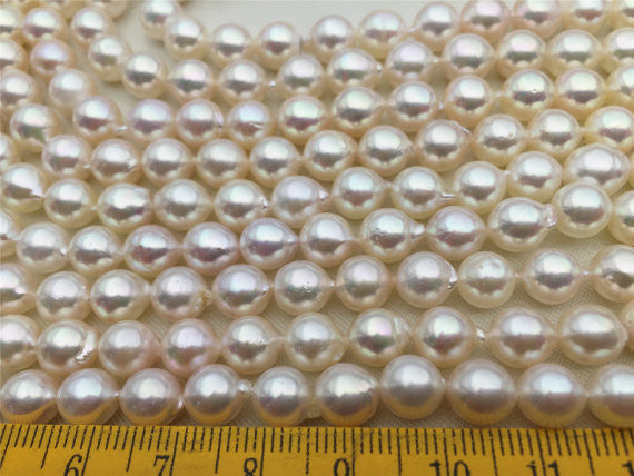 MoniPearl Tahitian Pearls,half strand, 7.7.5mm,akoya,near round akoya pearl,made in japan,cultured pearl beads,Salt Water Pearl,loose pearl bead, M109