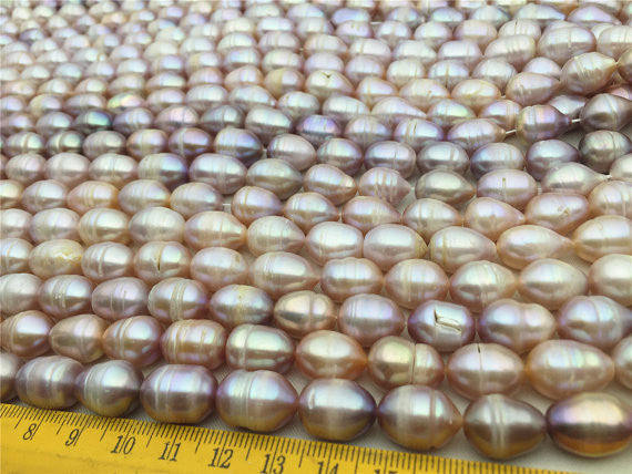 MoniPearl Rice Pearl,10-11mmX11-14mm,lavender Big Rice pearls,large hole,2mm,2.5mm, pink lavender pearl,around 28pcs,rice pearl,loose pearl beads,DIY,LR11-A-1