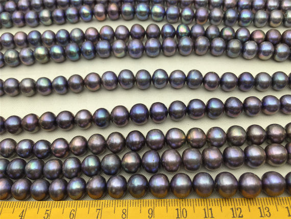 MoniPearl 9-10mm,near round button pearl strand,1.5mm,2.2mm,2.5mm,3mm large hole freshwater pearls, loose freshwater pearl,button pearl,LRRS-3A-1-5