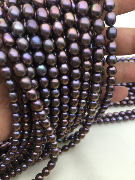 MoniPearl Rice Pearl,7-8mm Metallic luster rice pearl strand,high luster freshwater pearls,approx 46pcs, loose freshwater pearl,rice pearl,wholesale,LRRS-3A-1-1