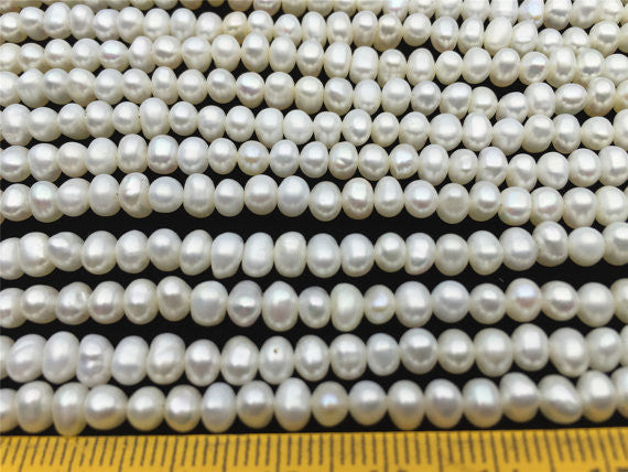 MoniPearl 4-4.5mmx5-6mm,Seed Pearl,Small Pearl Bead Wholesale 104pcs,Potato Pearl Large Hole Pearl Strand,Loose Freshwater Pearls CR5-2A-1