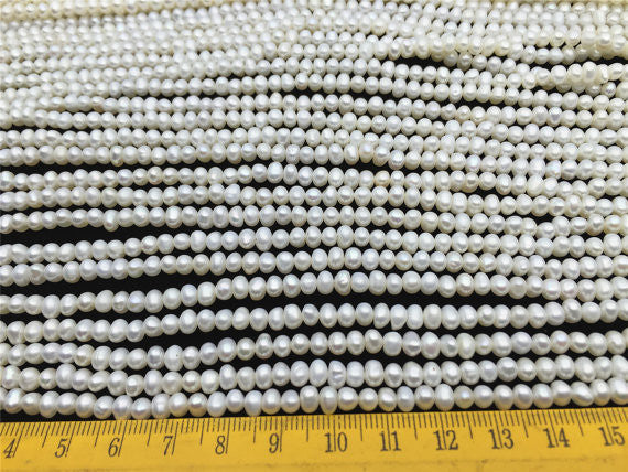 MoniPearl 4-4.5mmx5-6mm,Seed Pearl,Small Pearl Bead Wholesale 104pcs,Potato Pearl Large Hole Pearl Strand,Loose Freshwater Pearls CR5-2A-1