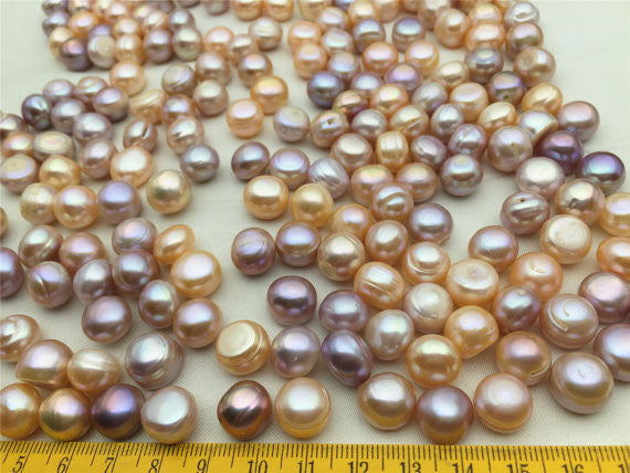 MoniPearl 11.5-12.5mm,10 pcs,peach lavender Button Pearl,large hole 1.6mm,2.2mm,2.5mm,3mm freshwater pearls,big pearl beads,loose freshwater pearl,SM12-2A-1