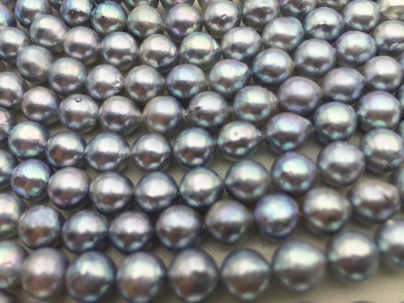 MoniPearl Tahitian Pearls,half strand,20% OFF,7-7.5mm,natural grey color akoya pearl,very high luster akoya pearl,near round akoya pearl,made in japan,cultured pearl beads