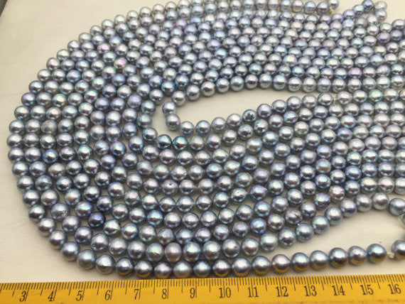 MoniPearl Tahitian Pearls,half strand,20% OFF,7-7.5mm,natural grey color akoya pearl,very high luster akoya pearl,near round akoya pearl,made in japan,cultured pearl beads