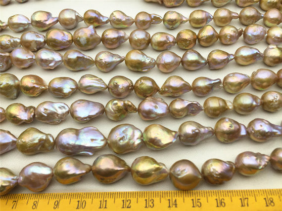 MoniPearl Baroque Pearl,half strand,30% OFF,10-15mmX14-18mm baroque pearl strand,natural metallic lavender bronze copper color,jumbo flameball pearl,wholesale,HZ-43-1