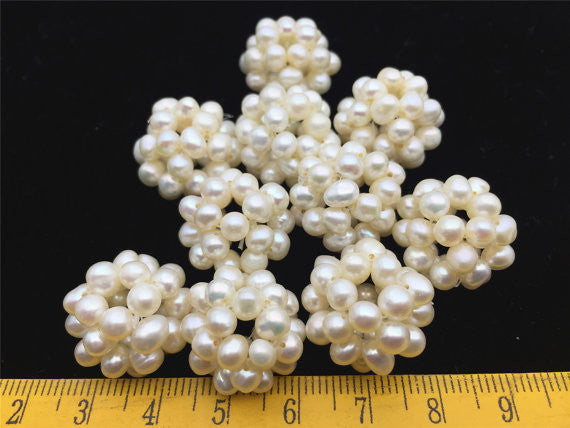 MoniPearl Tahitian Pearls,4 pieces,18mm,22mm ball,Loose Handmade Pearl Balls,Freshwater Pearl Ball,Pearl white Pearl Ball,White Potato Bead Loose Freshwater Pearl,A9