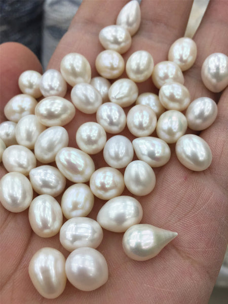 MoniPearl Rice Pearl 1 piece,9.5-10.5mmX10-12mm,AAA,High luster,Big Rice pearls,large hole,1.3mm,2.5mm, around 34pcs,rice pearl,loose pearl beads,high luster,LR10-3A-4
