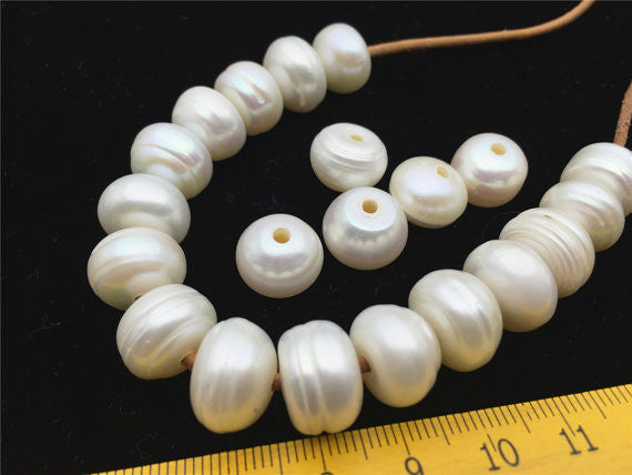 MoniPearl 12-14mm,Very Big button pearl,10 pcs,large hole,2.0mm,3mm large hole freshwater pearls,loose freshwater pearl,one full strand,SM13-2A-1