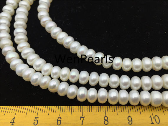 MoniPearl 6-7mm,AA+,white button pearl,large hole,2.0mm,2.5mm large hole freshwater pearls,button pearl,loose freshwater pearl,full strand,SM6-2A-2